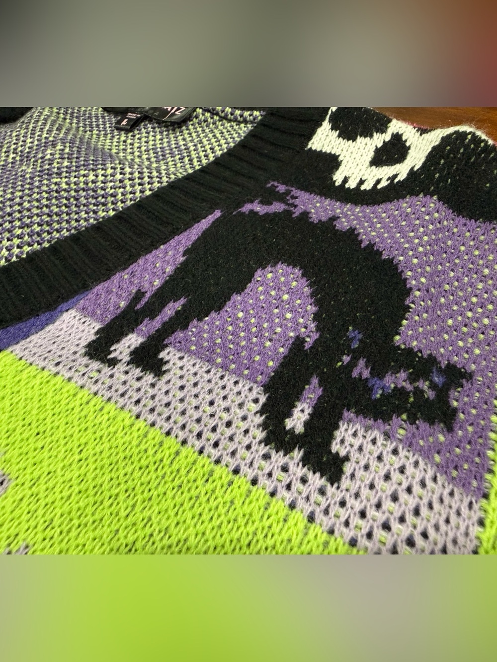 NWOT Women's Halloween Graphic Cardigan - Purple/Green/Black - Picture 3 of 8
